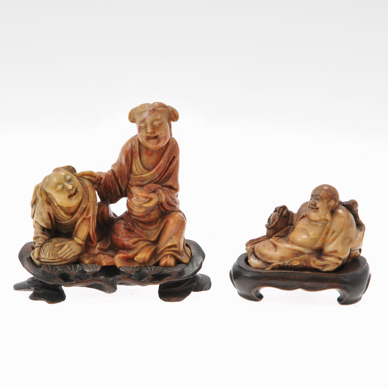 FIGURINER, 2 st, nefrit, Kina, 1900-tal.