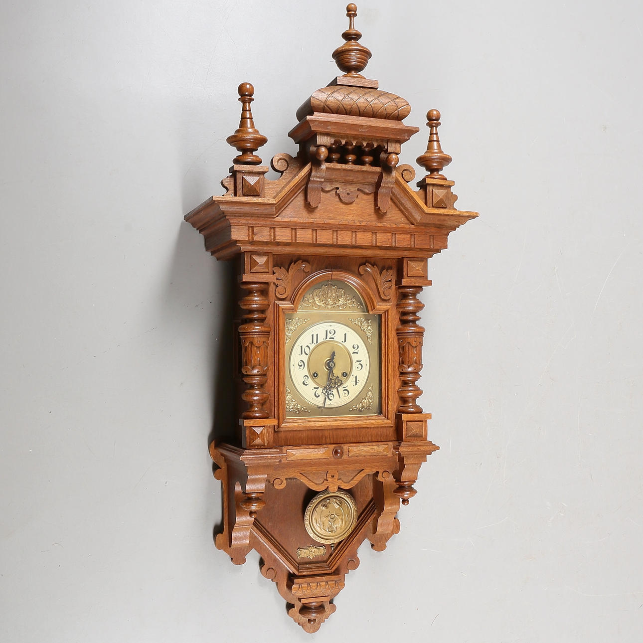 WALL CLOCK, oak, Dom Gong, 20th century.