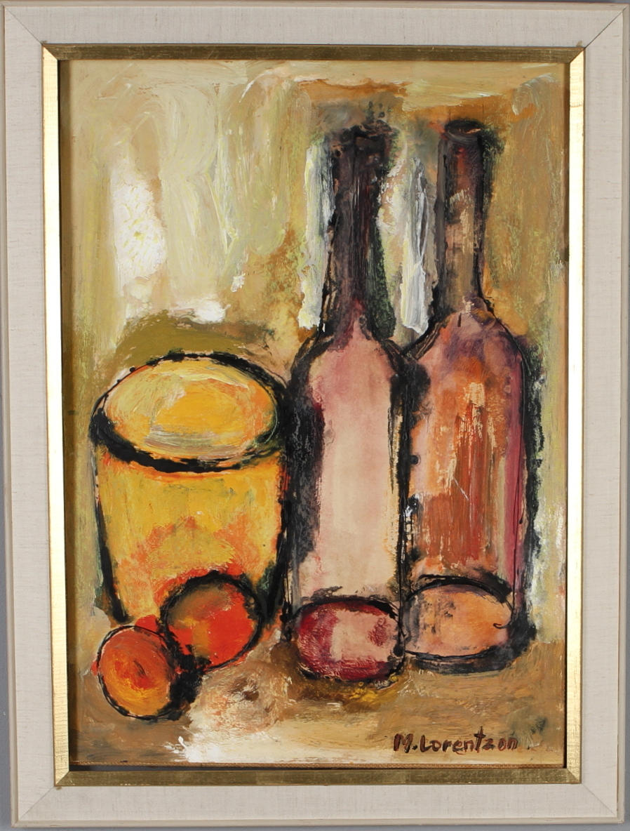 MONICA LORENTZON. Stilleben, blandteknik, signerad.