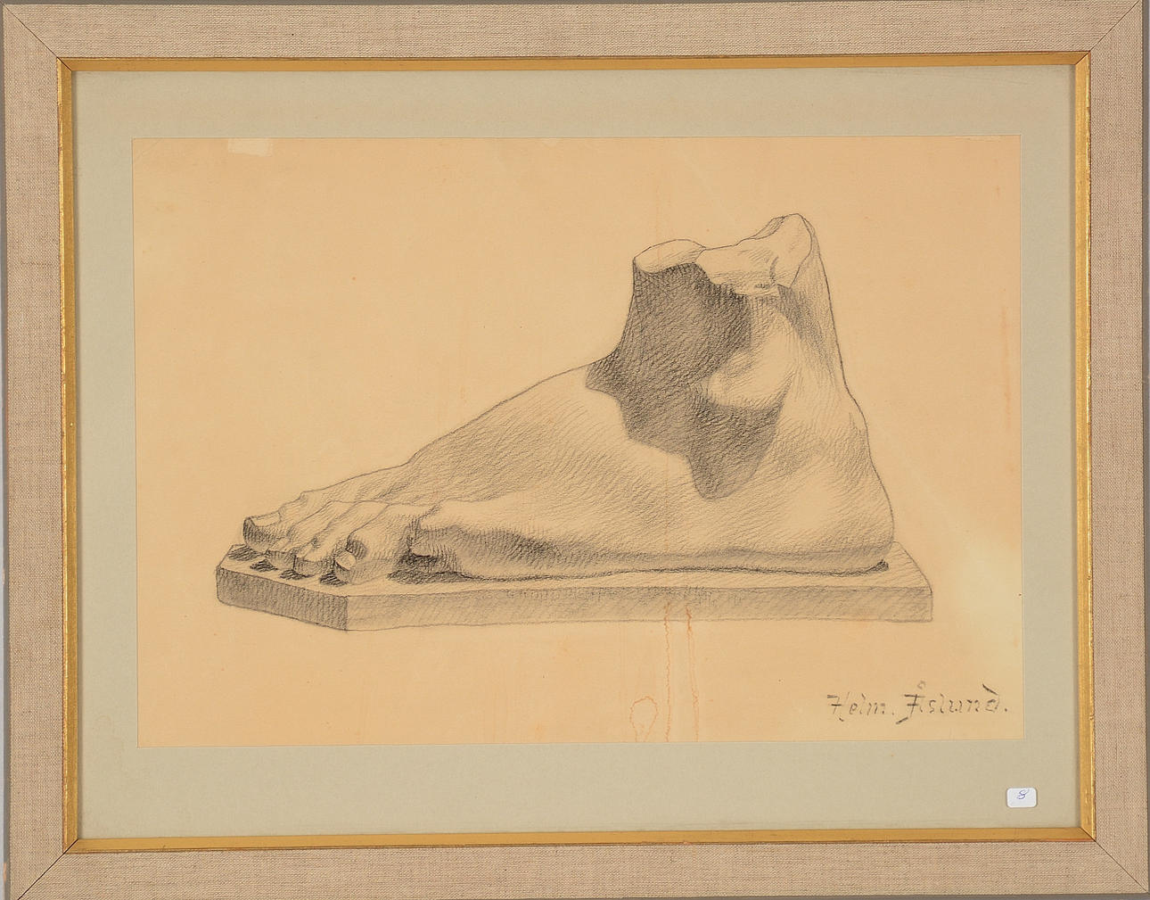 HELMER ÅSLUND. Blyertsteckning.