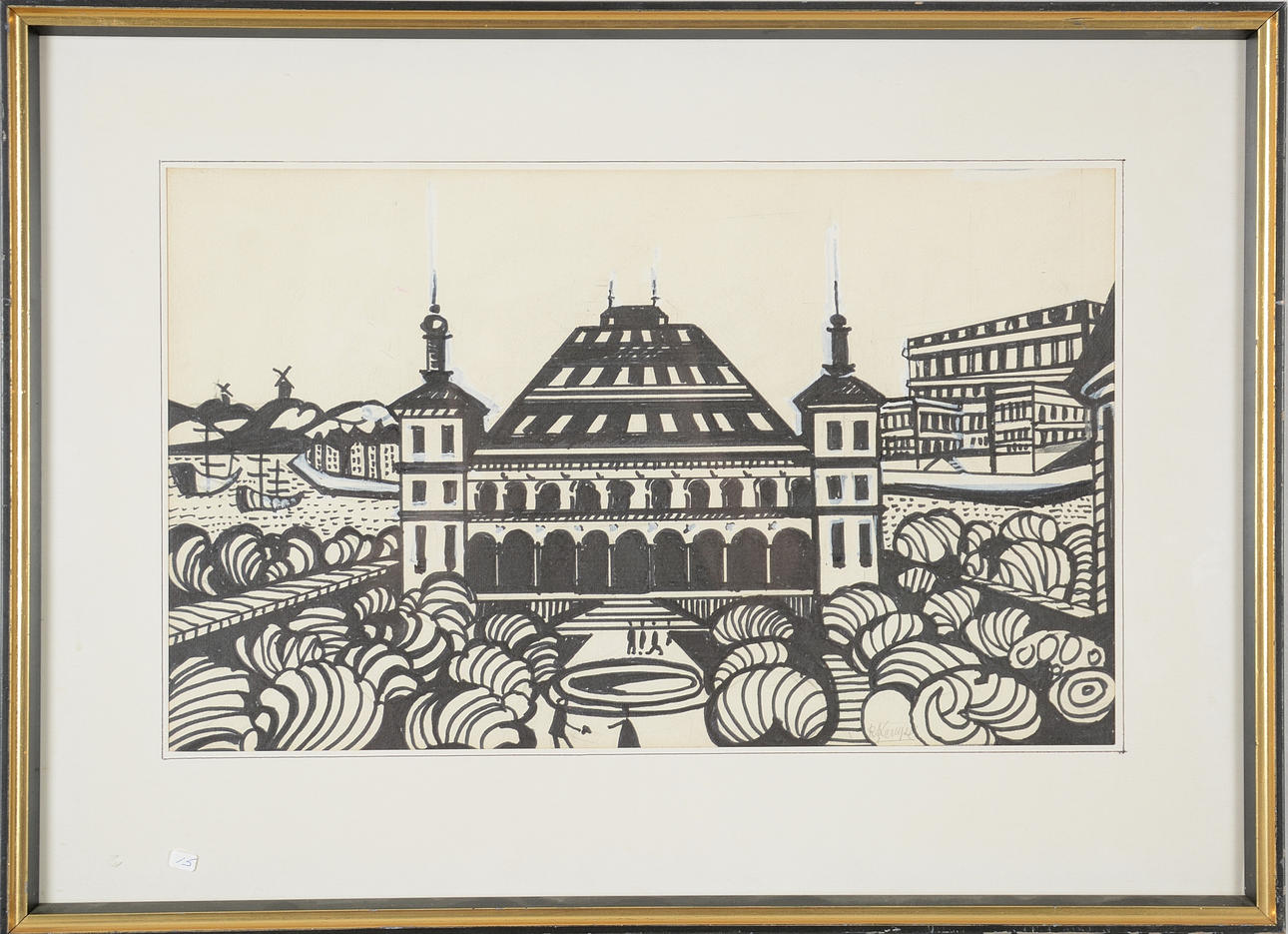 ROLAND KEMPE. Ink drawing with off-white. Art - Paintings - Auctionet