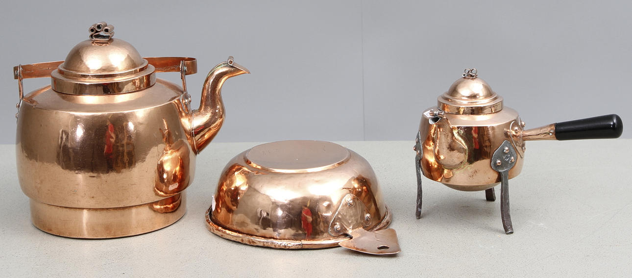 KOPPARFÖREMÅL, 3 delar, 1800-tal.