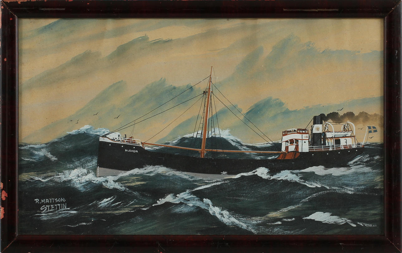 R MATTSON. Akvarell och gouache. Signerad Stettin.