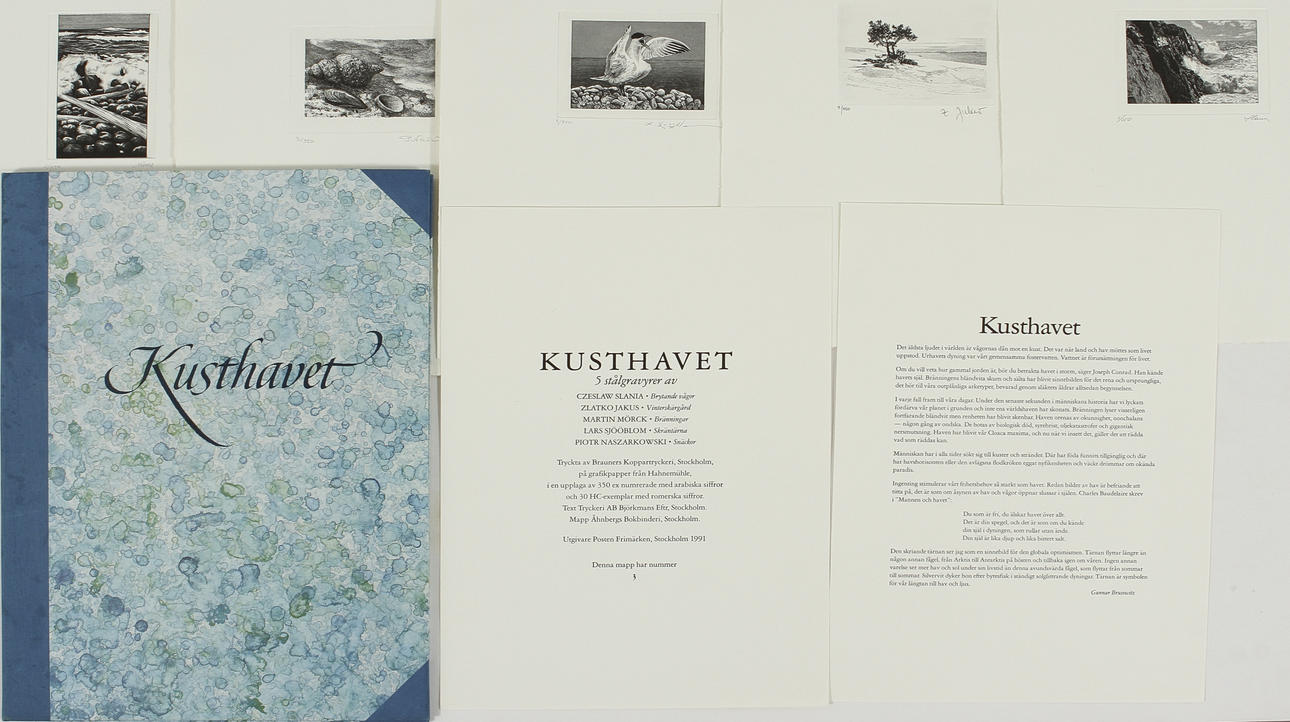 KUSTHAVET , mapp med 5 stycken stålgravyrer. 3/350.