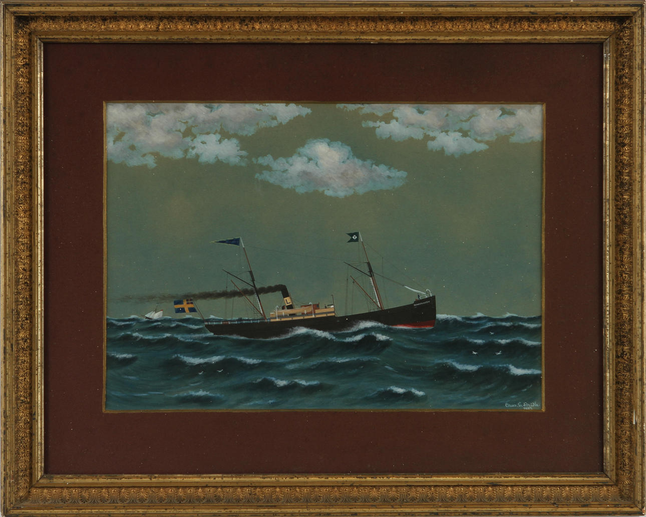 OSCAR E STRIDH. Gouache, signerad 1887.