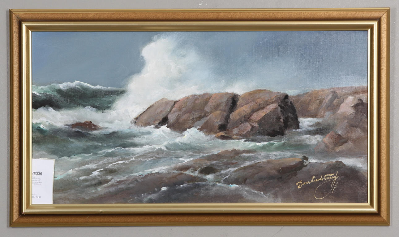 DAN LINDSTRAND. Kustmotiv, olja på duk, signerad Dan Lindstrand.