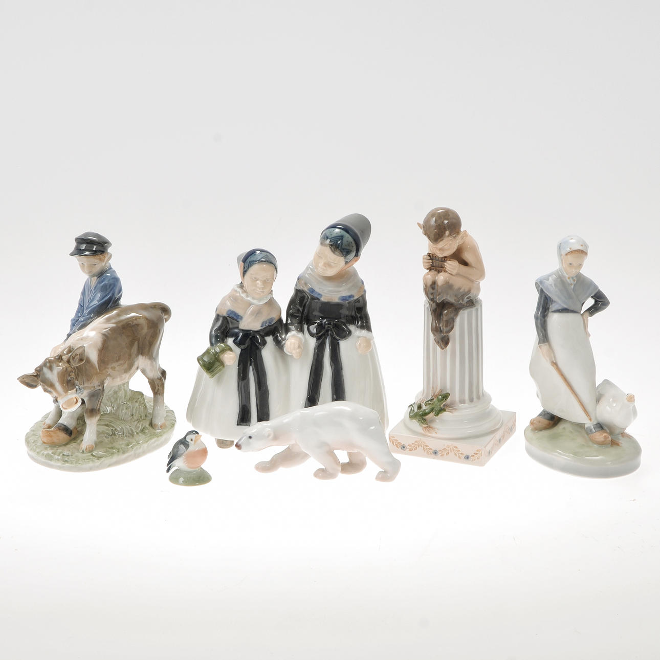 FIGURINER, 6 st, porslin, Royal Copenhagen och Bing & Gröndahl.