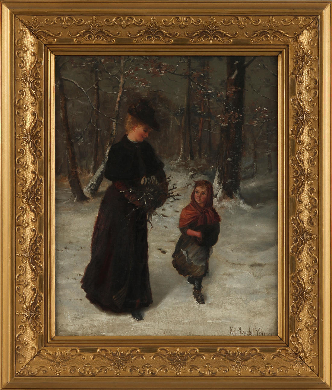 K PLEYDEL YOUNG. Olja på duk, signerad.