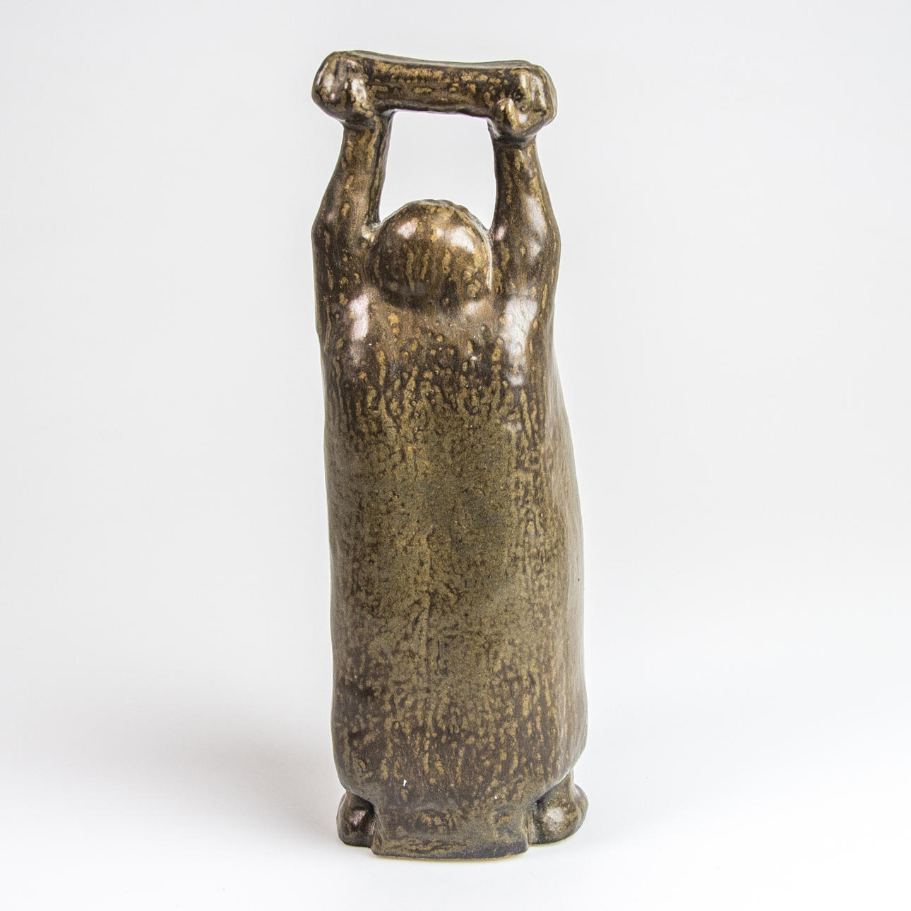 ÅKE HOLM. Skulptur, Moses med stentavla, stengods, signerad