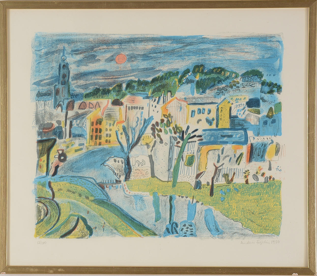 ANDERS FOGELIN. Färglitografi.