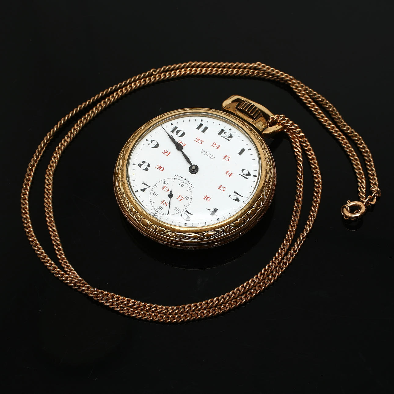 POCKET WATCH, Marathon, movement Unitas cal. 429, gold double, 1920s/1930s.