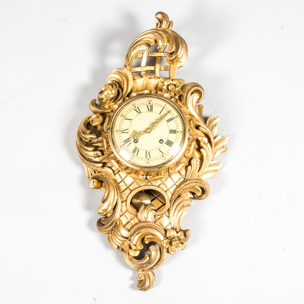 VÄGGPENDYL, förgylld, rokokostil.