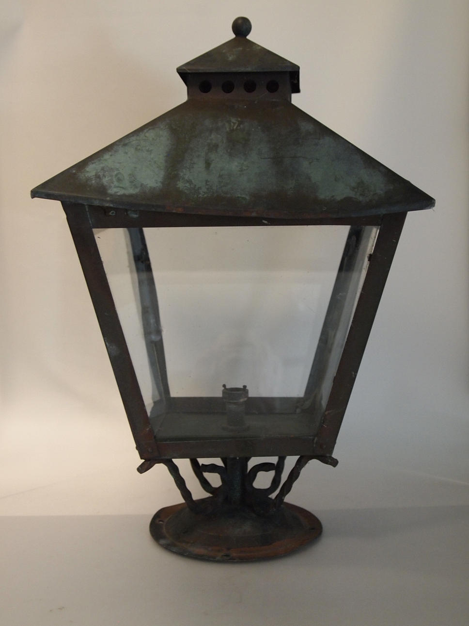 Lykta för stolpe, koppar & glas.