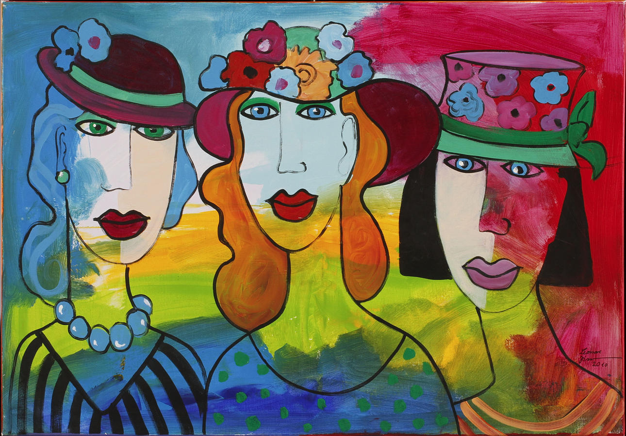 LEONORE ZIMMERMANN. "Ascot ladies", oil on canvas, signed and dated 2010.