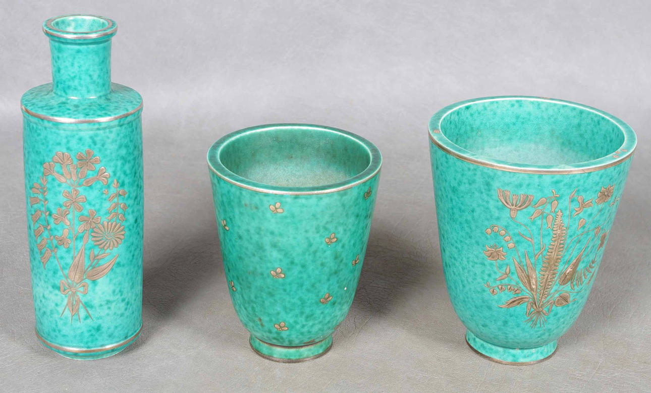 VASER, 3 stycken, "Argenta", Wlhelm Kåge, Gustavsberg.