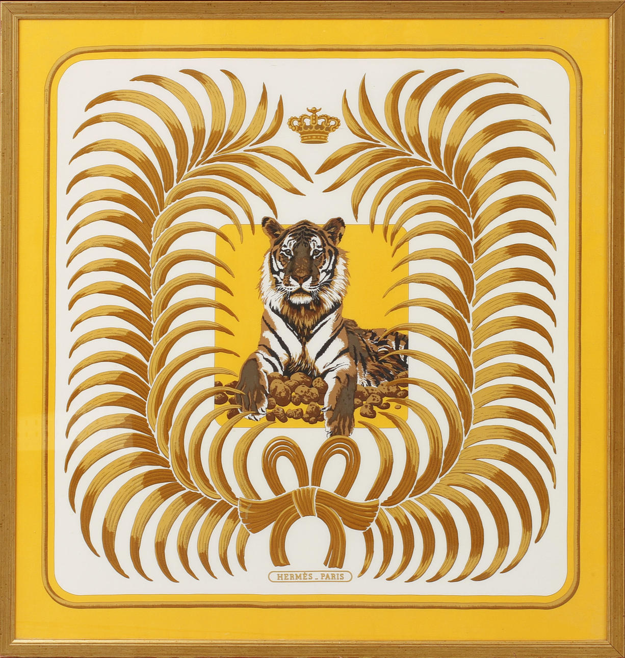 Hermés "Tigre real". Bufanda enmarcada.