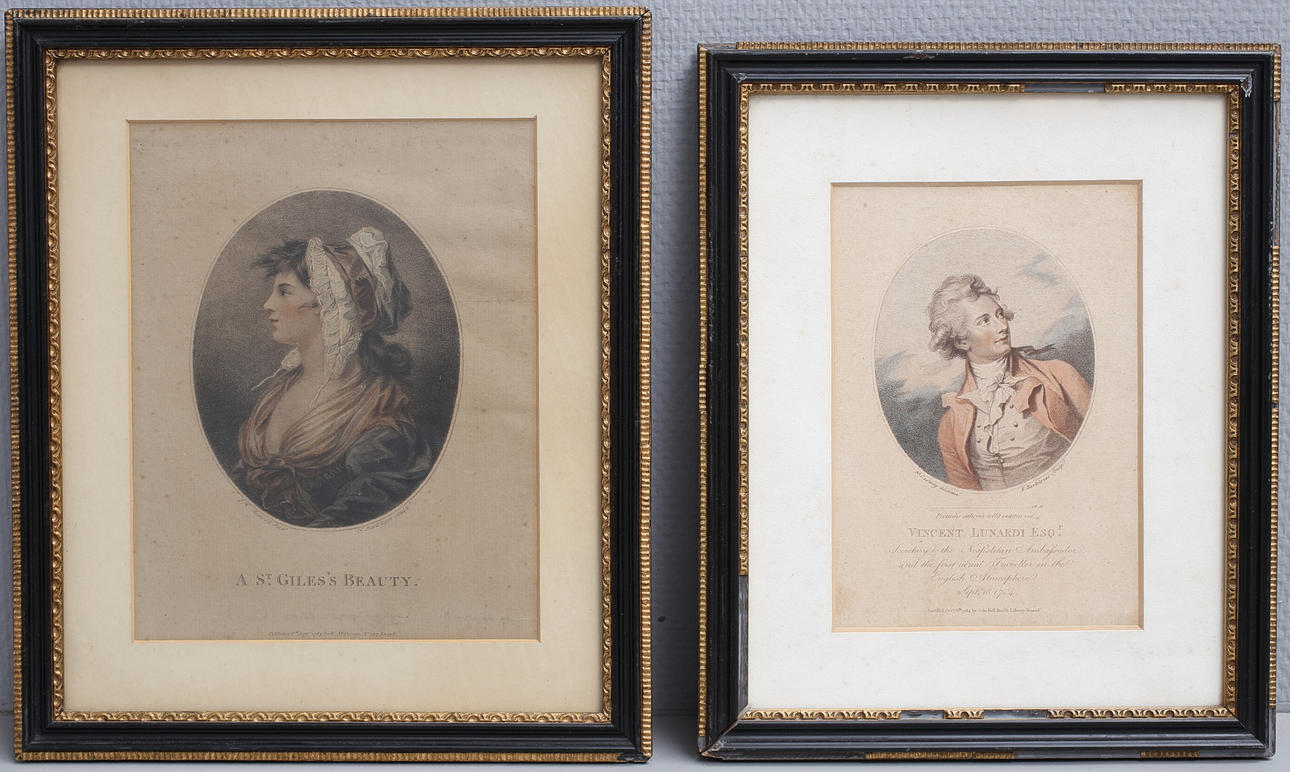 FRANCESCO BARTOLOZZI. Grafiska blad , 2 st, porträtt.