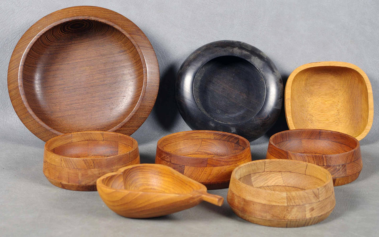 TRÄSKÅLAR, bl.a. teak, Danmark.