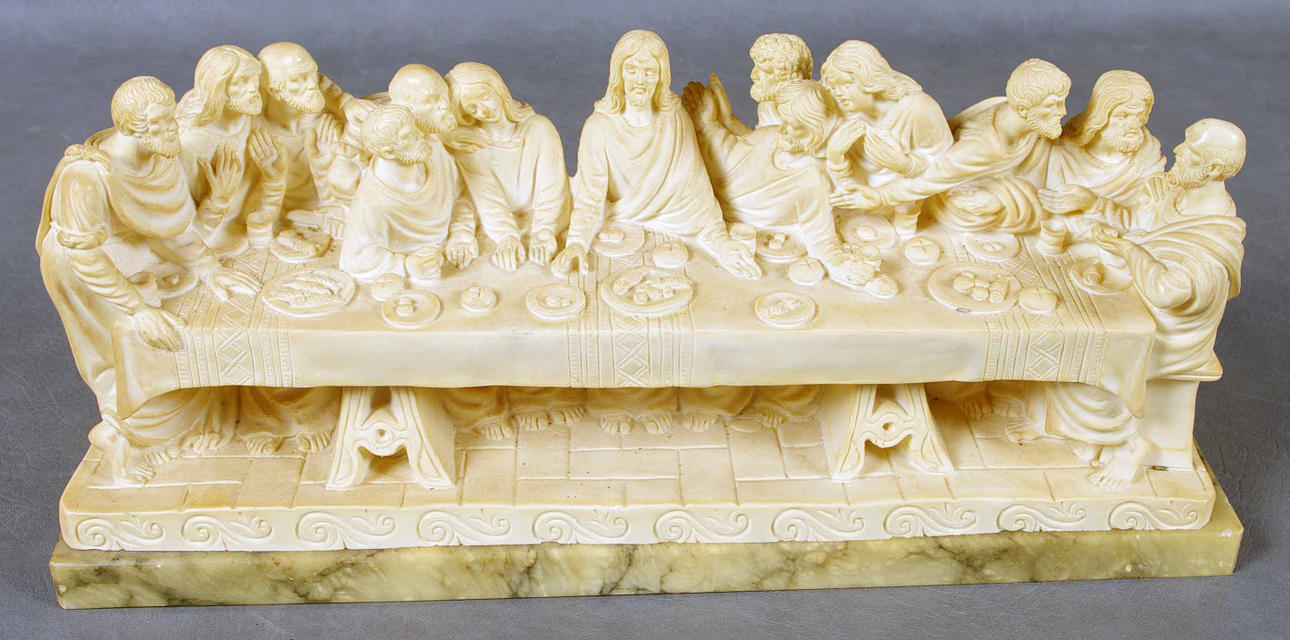 SKULPTUR, nattvarden, marmor/konstmassa.