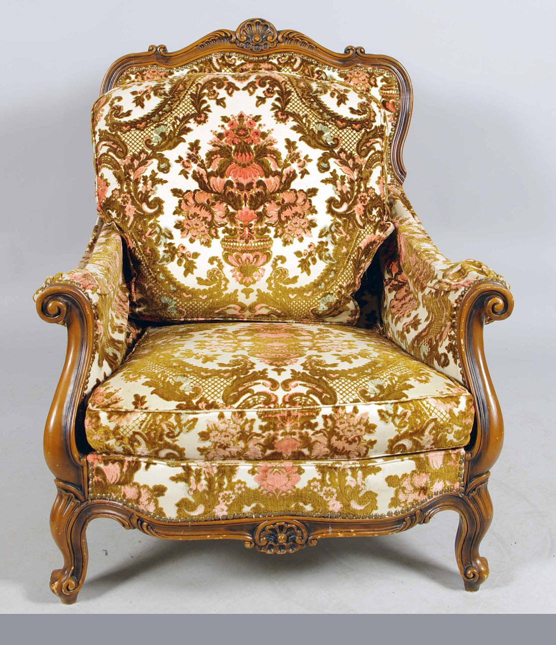 FÅTÖLJ, mahogny, rokokostil.