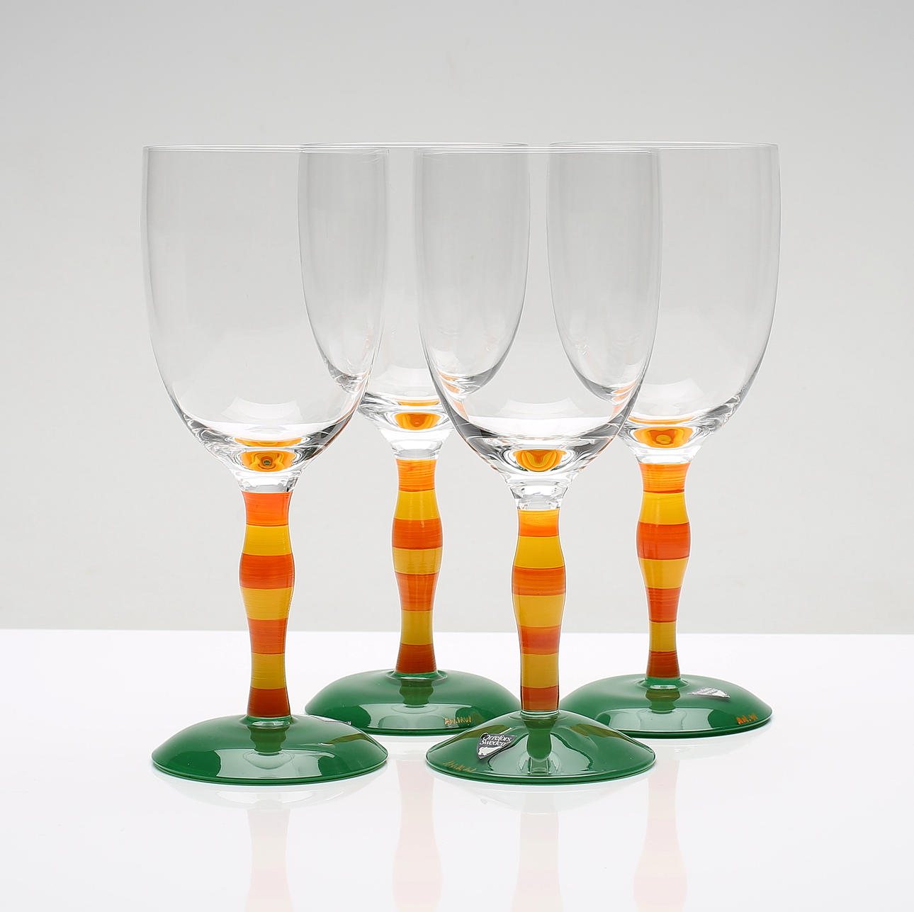 VINGLAS, 4 st, "Polka", Anne Nilsson, Orrefors.