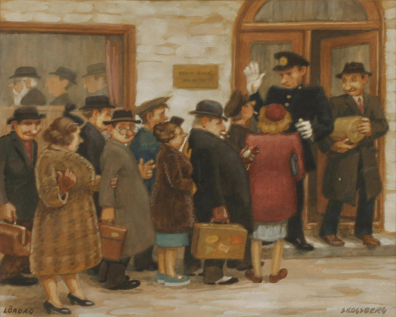 HARALD SKOGSBERG. "Samstag", Aquarell, signiert.