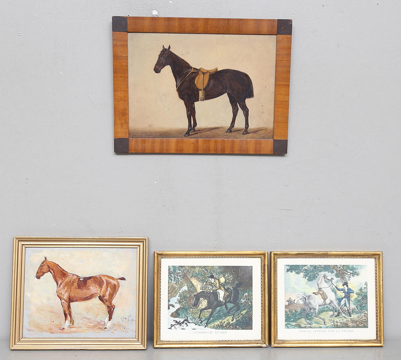 HESTEMALERIER, olie på Panel, 2 stk og 2 print.