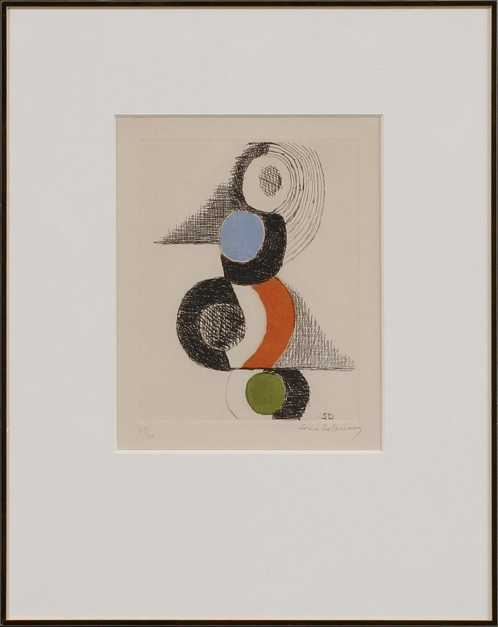 SONIA DELAUNAY. Composition, etching, signed and numbered 49/100.