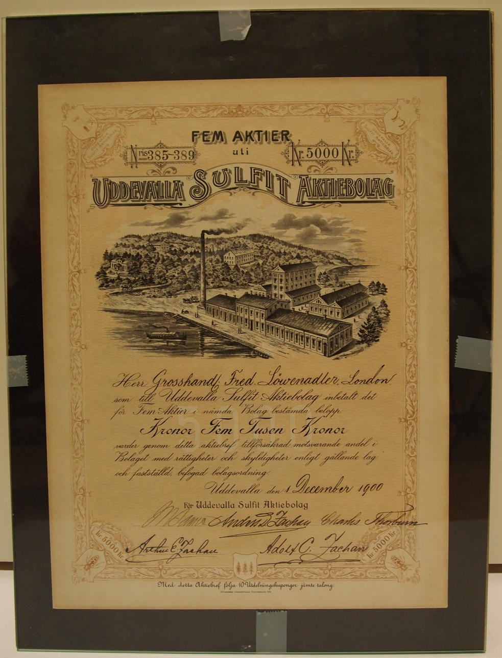 AKTIEBREV UDDEVALLA SULFIT AKTIEBOLAG.