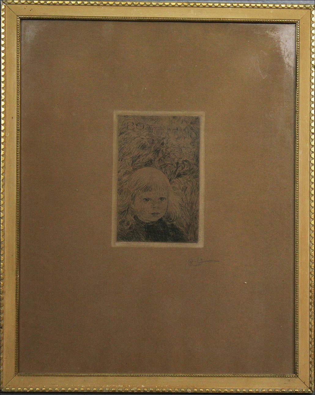 CARL LARSSON. "Bo". Etsning. Signerad C L.