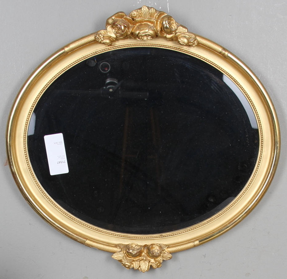 SPEGEL, förgylld, oval form, 1900 tal.