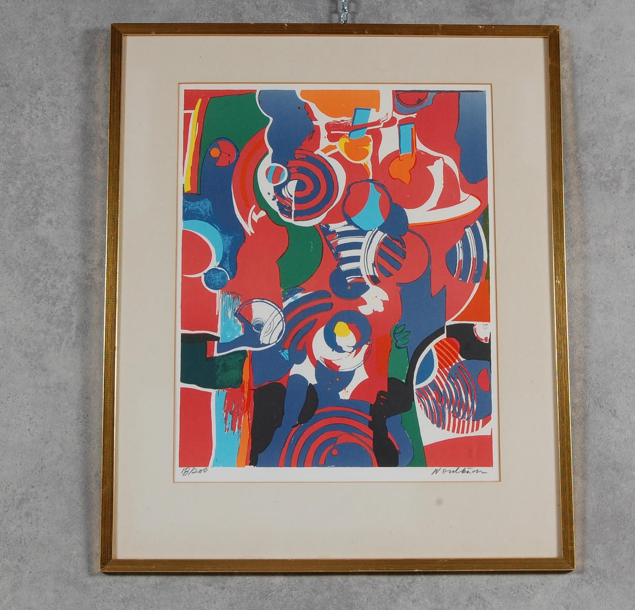 TOMAS NORDBÄCK. Färglitografi, " Röd blå offensiv " signerad.