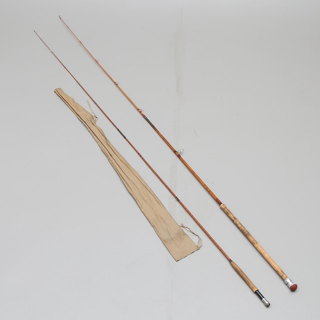 FLUGFISKESPÖN, 2 st, split cane, Arjon, "Arjuno", samt Frankrike.