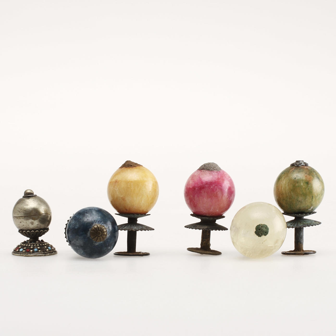 BOTONES MANDARIN, 6 uds, China, Dinastía Qing.