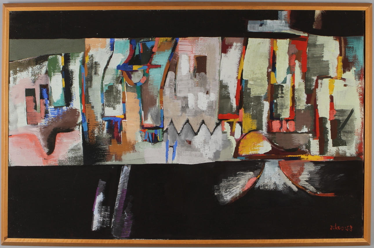 ACKE OLDENBURG. Komposition, olja på duk, signerad och daterad -58.