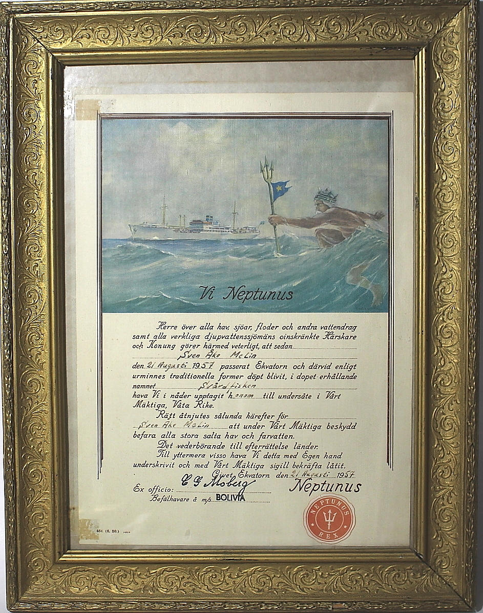 NAVIGOINTITODISTUS, Neptunus Rex, 21. elokuuta 1957.