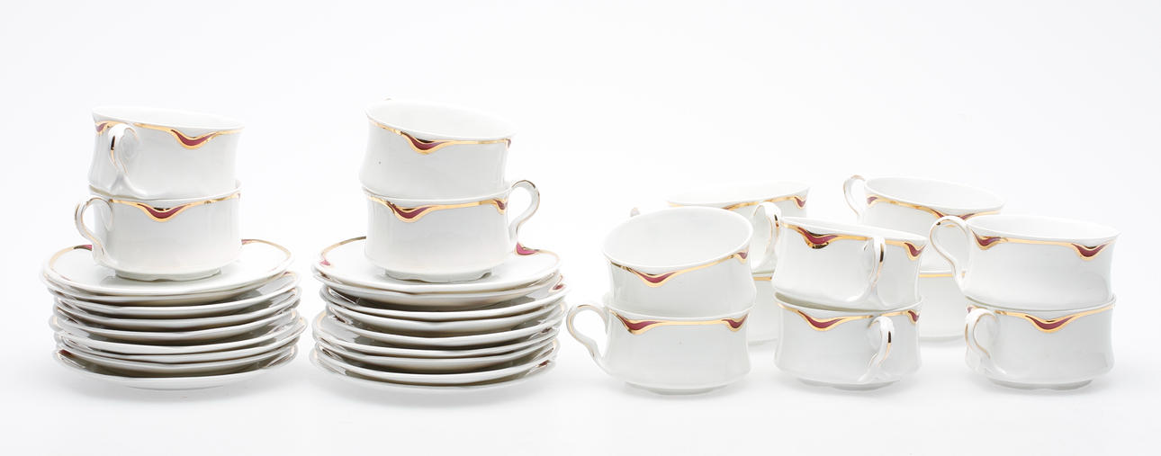 KAFFEKOPPAR med FAT, 14 st, Art Deco, Jaeger & Co, Marktredwitz, Tyskland, 1920-tal.