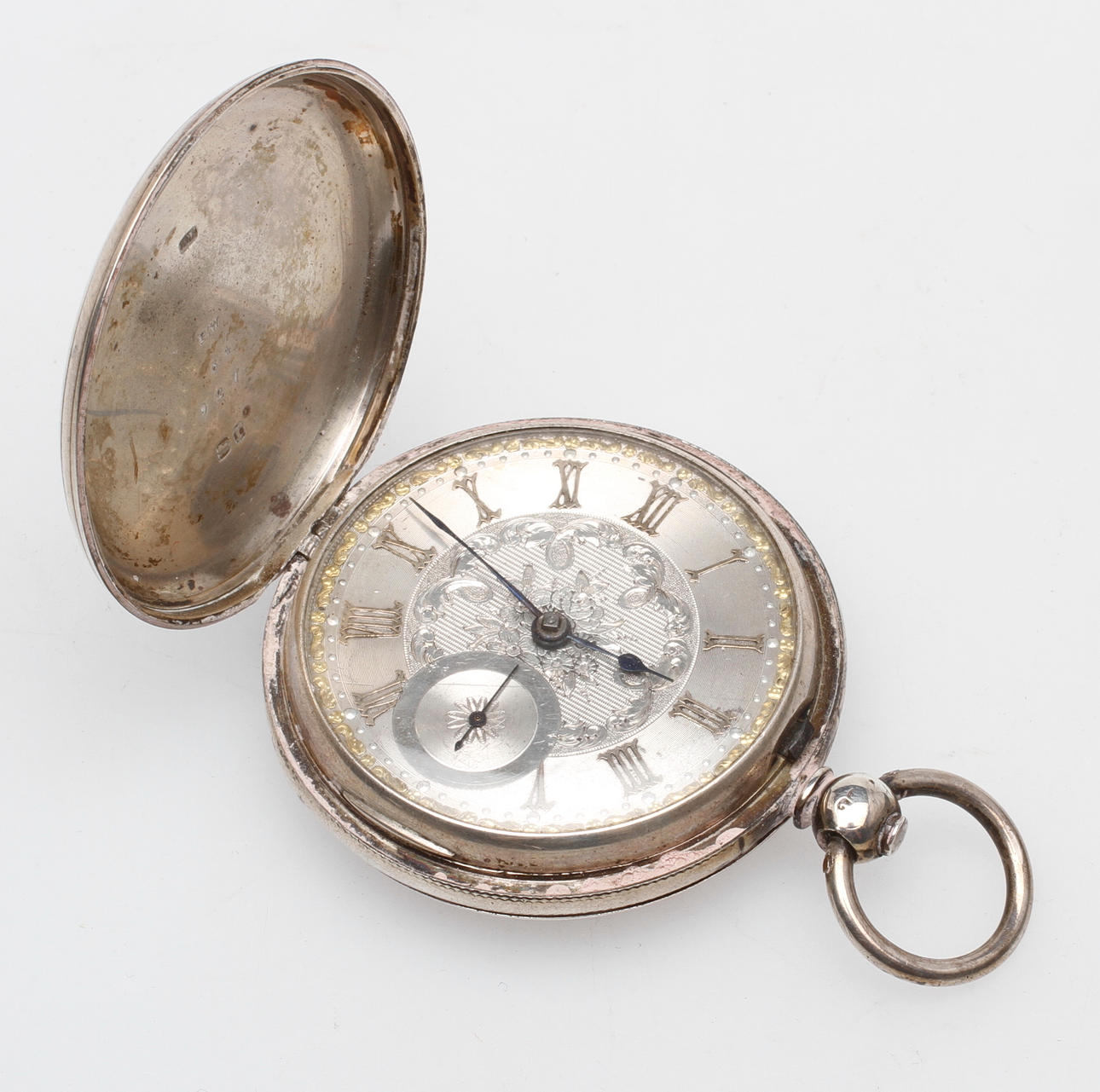 FICKUR, spindelur, silver, England.