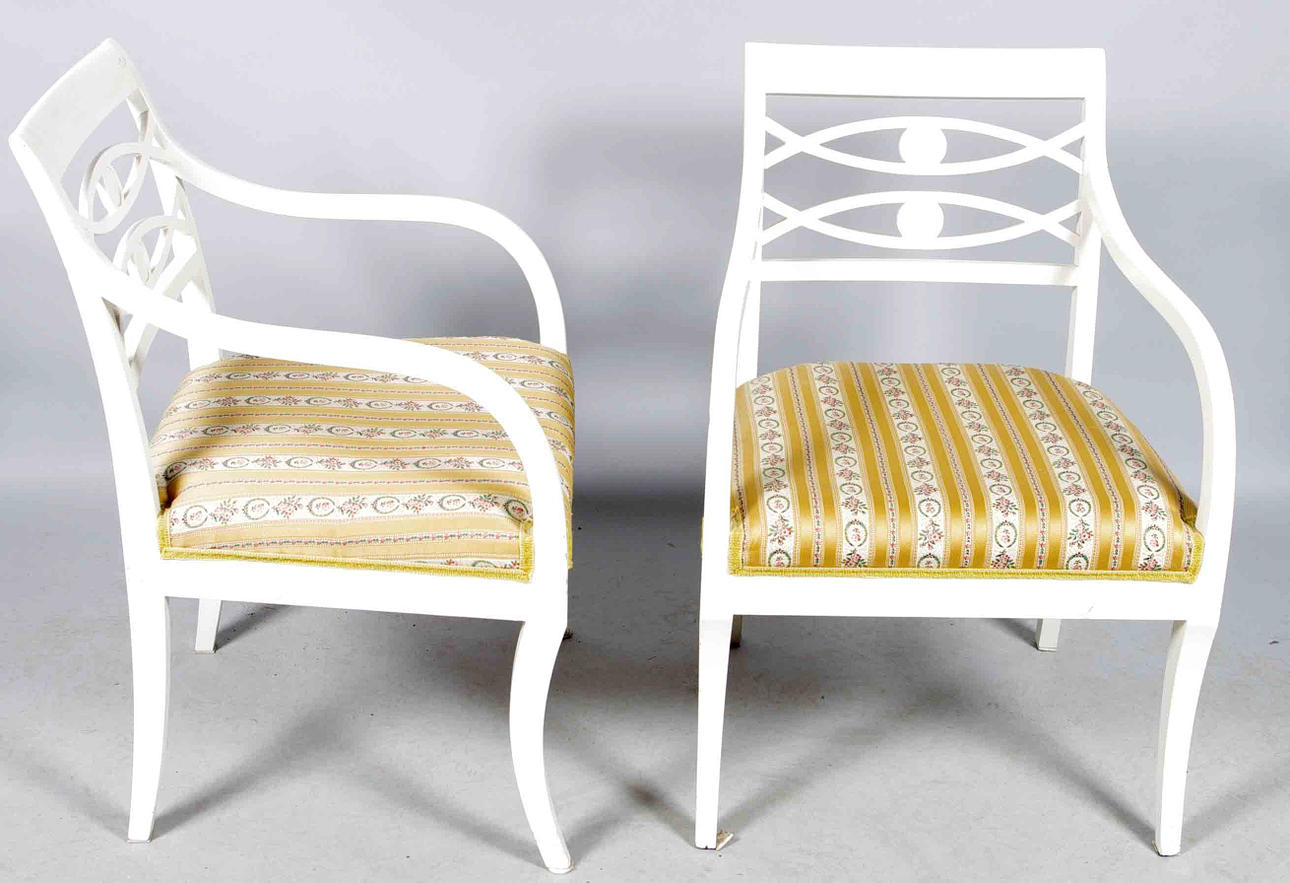 KARMSTOLAR, 1 par, vitmålade, Carl Larsson-stil.