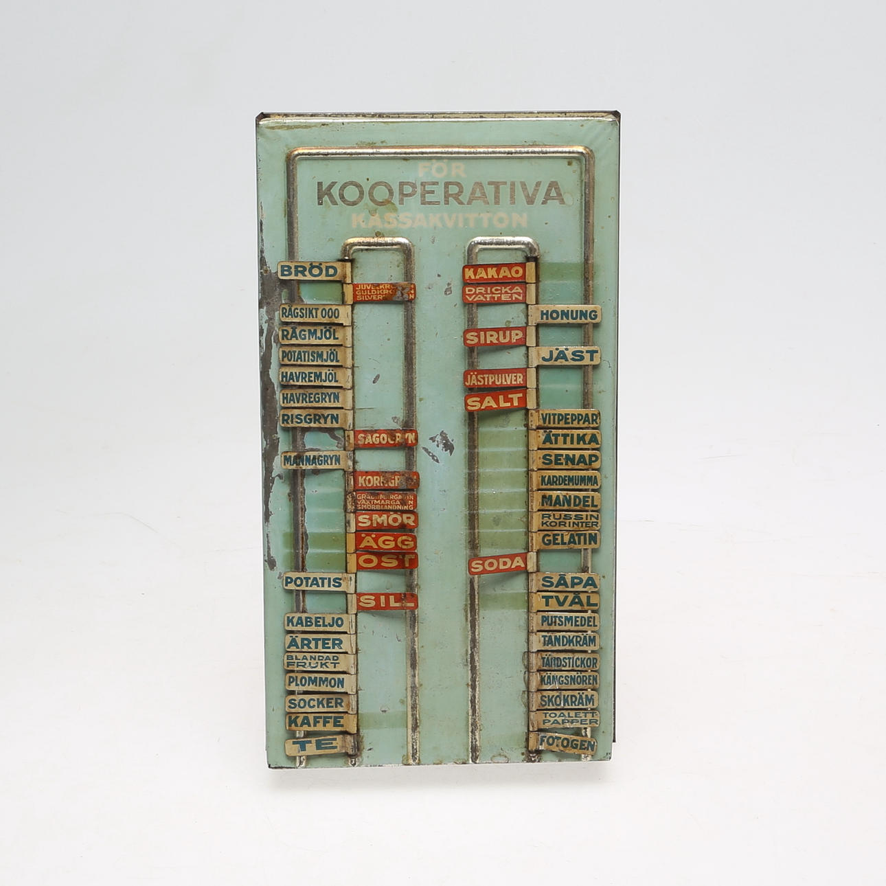 KVITTOHÅLLARE, plåt, 1900-talets mitt.