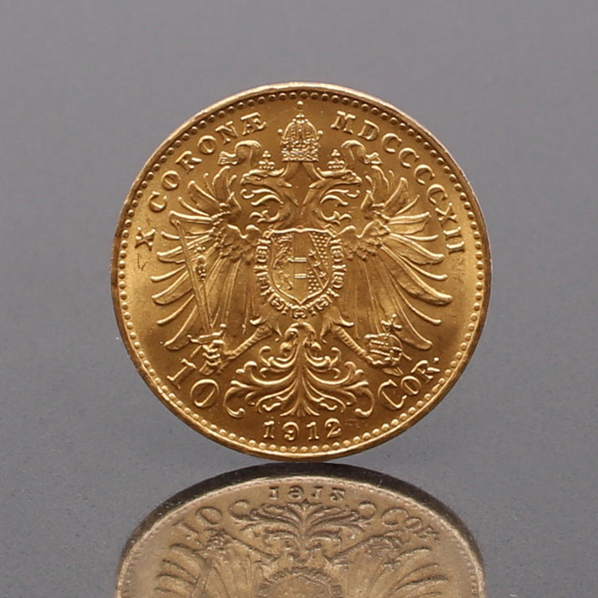 MONEDA DE ORO, 10 coronas, 1912, Austria/Hungría.