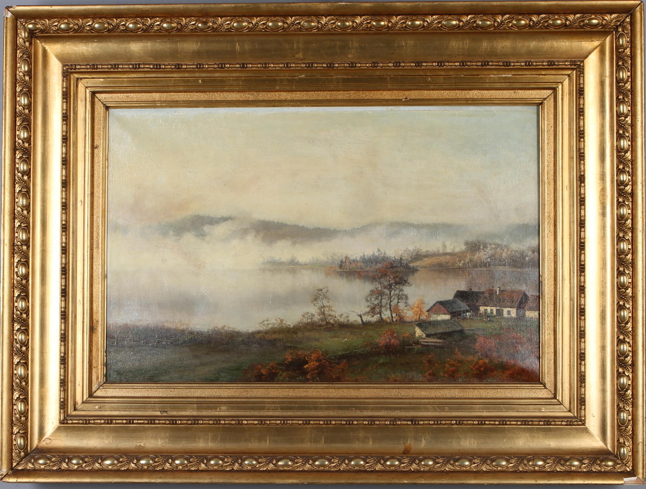 SOPHIE STJERNSTEDT. Landskap med hus, olja på duk, signerad.