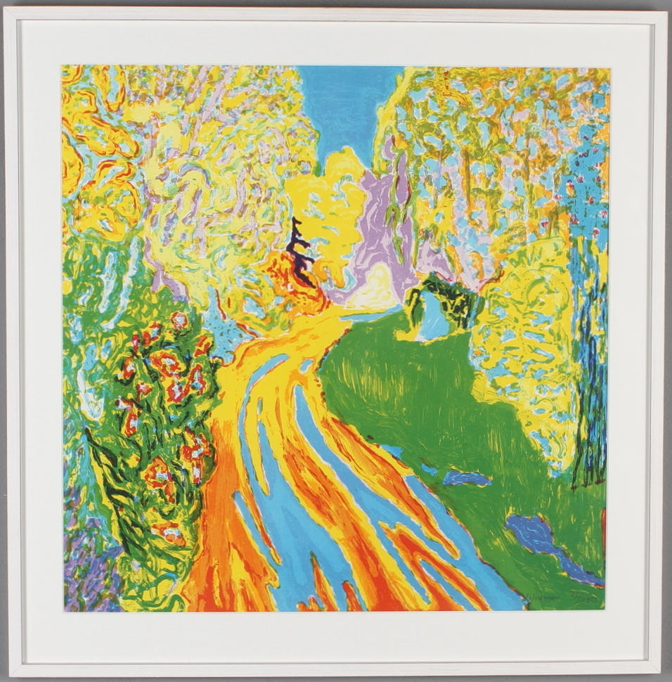 BJÖRN WESSMAN. "Le chemin", färglitografi, signerad och numrerad 75/450.