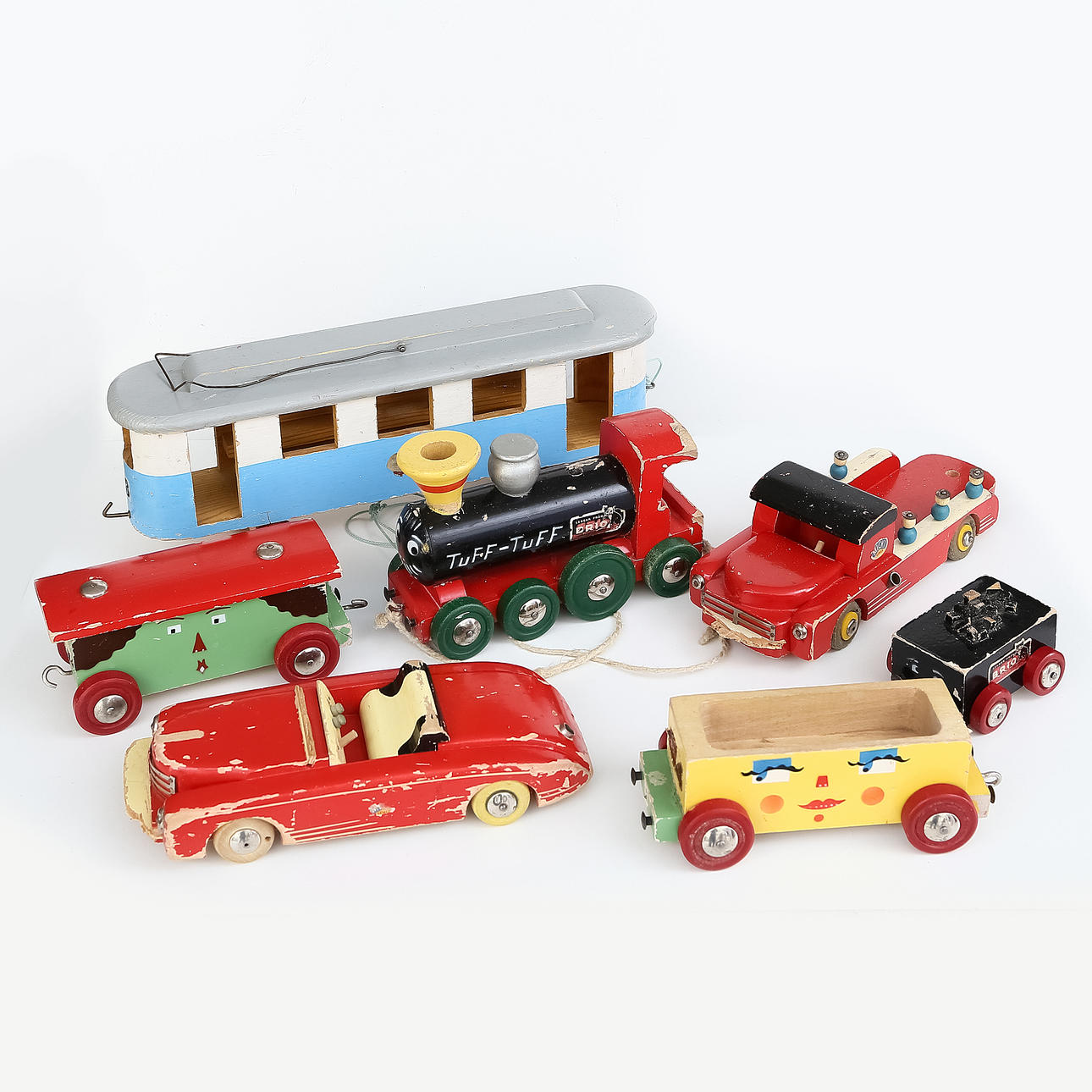 TRÄLEKSAKER,7 st,Brio samt Gemla,1900-talets mitt.