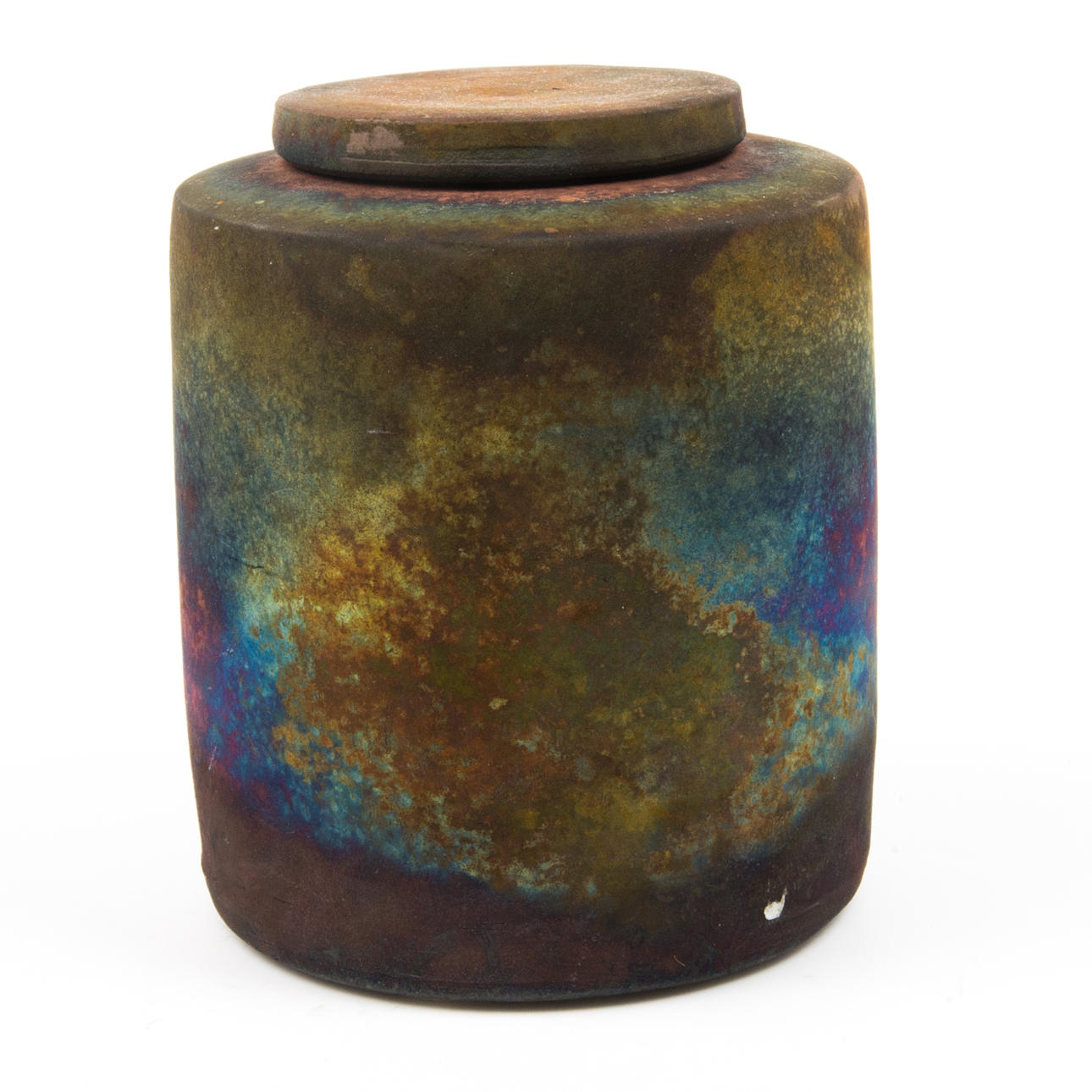 DAN LEONETTE. Lock urn, raku-fired ceramic.