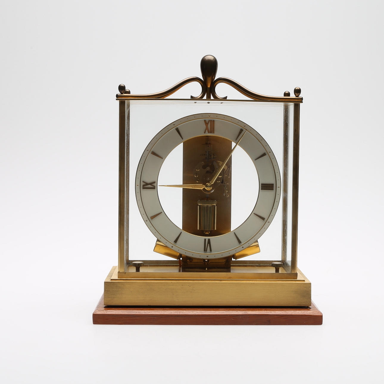 TABLE CLOCK, JUNGHANS, "ATO", brass with glass hood and.