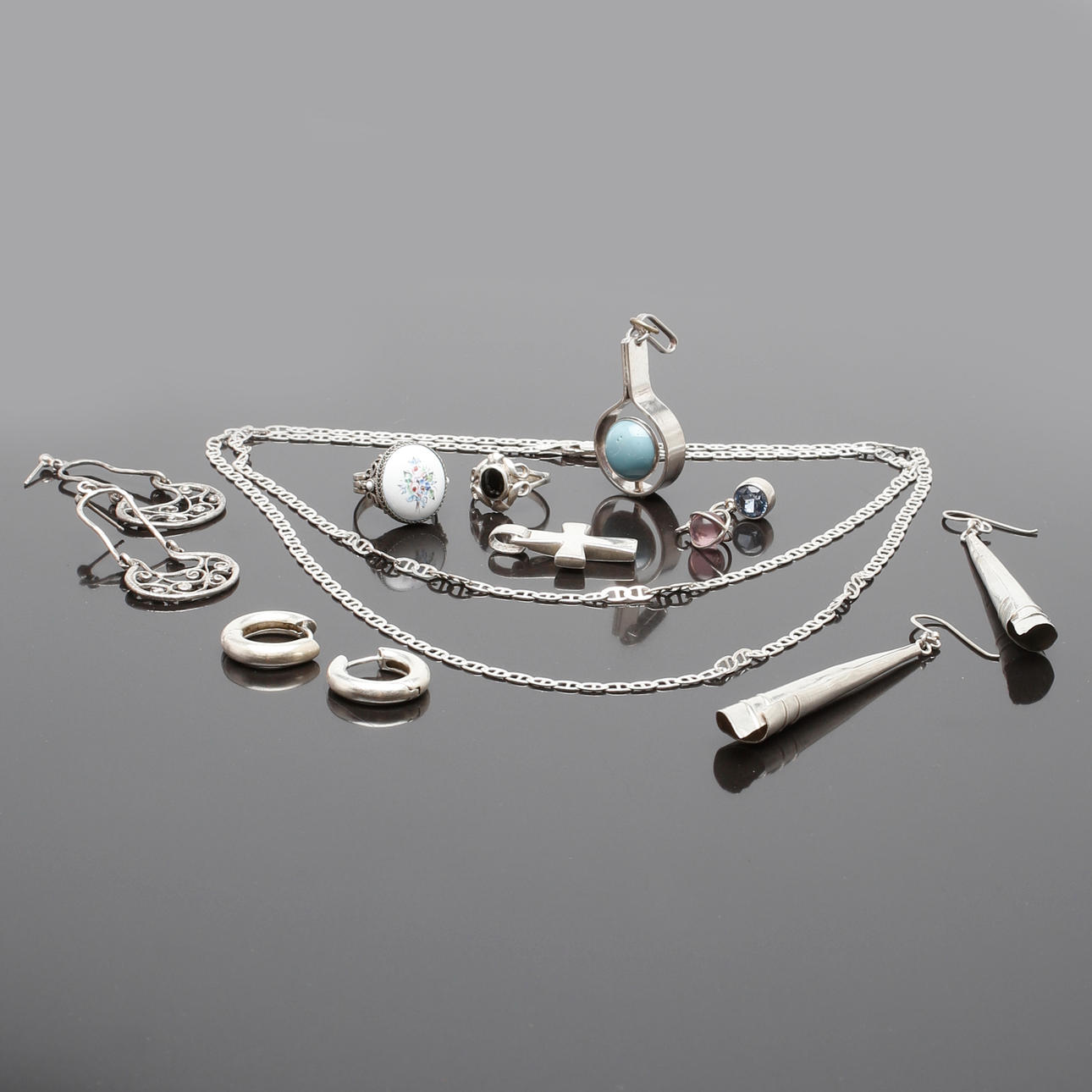 A Collection SILVER, 12 pcs, total weight 63.33 grams.