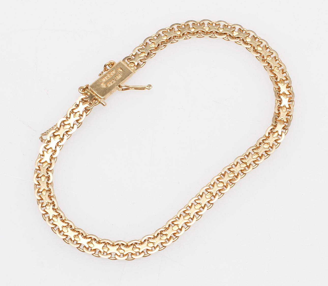 ARMBAND, 18k guld, x-länk, vikt ca 9,3 gram.