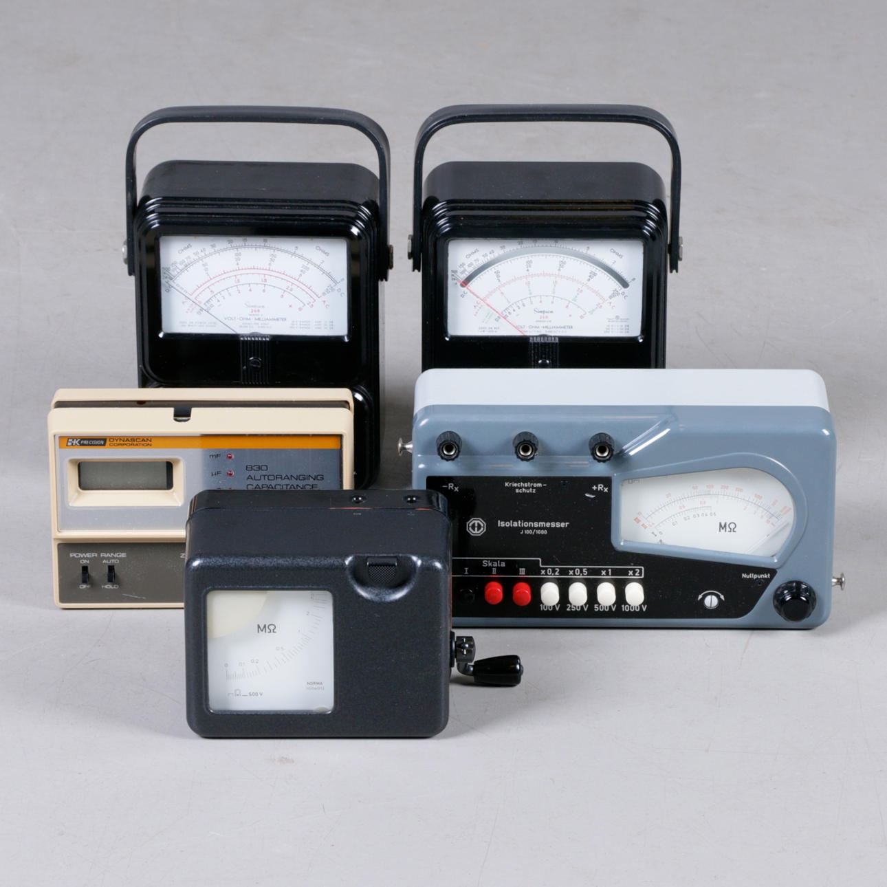 INSTRUMENT, 5 st. För elmätning, 1900-tal.