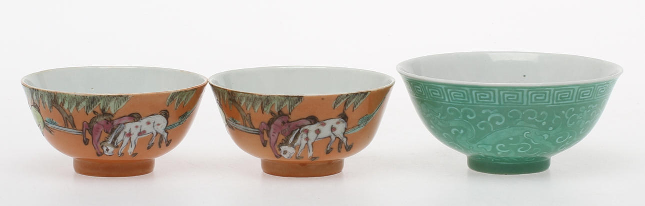 SKÅLAR, 3 st, porslin, Kina.